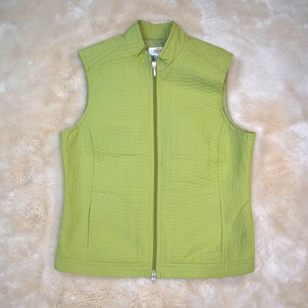 Talbots Womens Vest Green Size Medium Full Zip - Picture 10 of 11